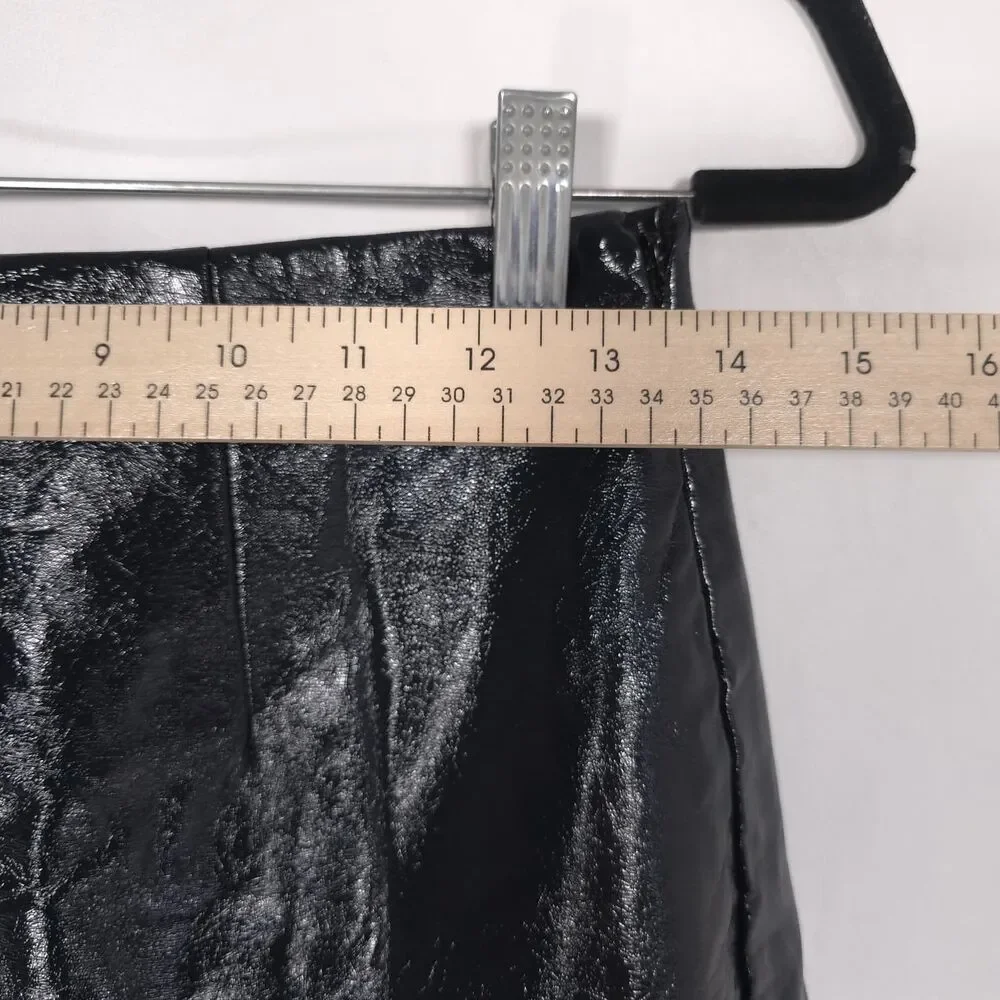 ABERCROMBIE & FITCH Mini Skirt SMALL Vegan Leather‎ Black Pleated Womens